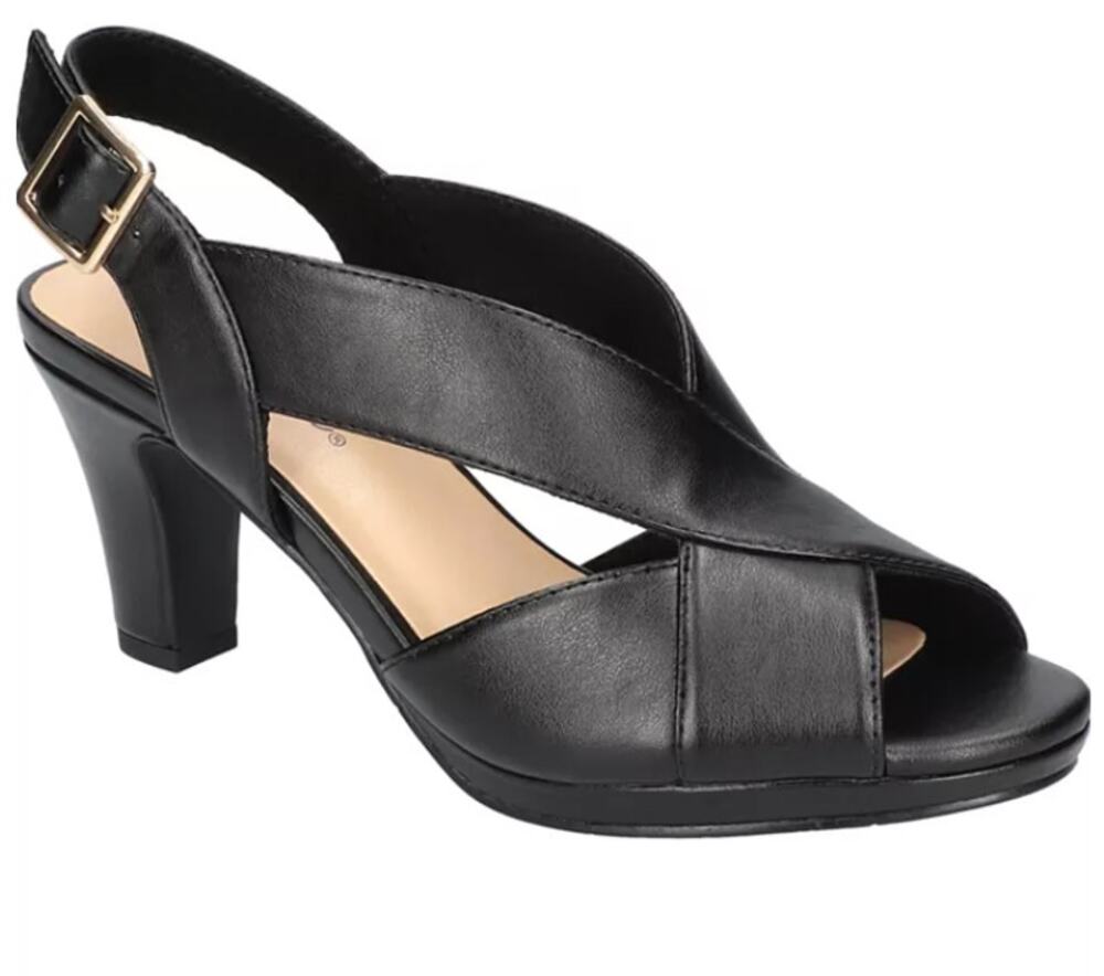 Easy Street Shoes Women's Size 8W Black Christy Slingback Heel Sandals New Box